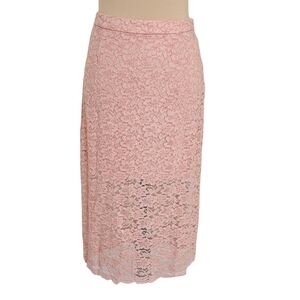 Aritzia Babaton Pink Floral Lace Embellished Midi Pencil Skirt Sz 8